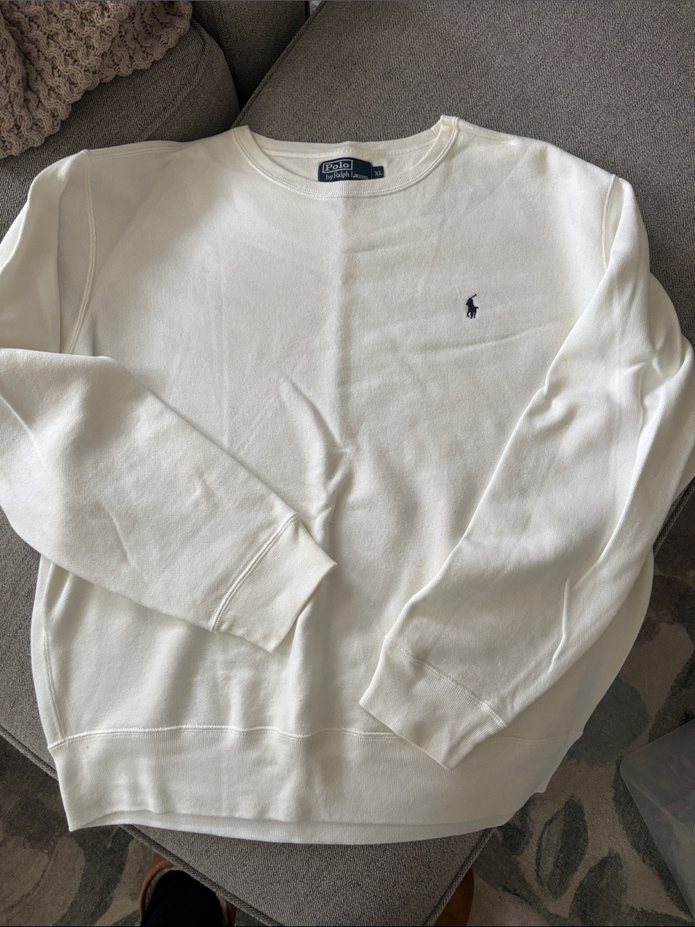 Polo by Ralph Lauren White Crewneck Sweatshirt with Navy Pony